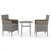 Set Mobili da Pranzo per Giardino 3 pz | Set Salotto da Giardino in Polyrattan Grigio