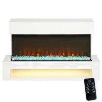 Camino elettrico con 11 colori di fiamma, 1000W/2000W, con Telecomando, Bianco