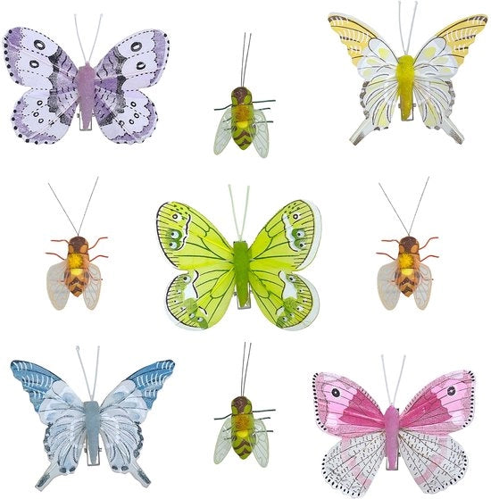 Decorazione con Set di Farfalle con Clip - 10 Farfalle Colorate