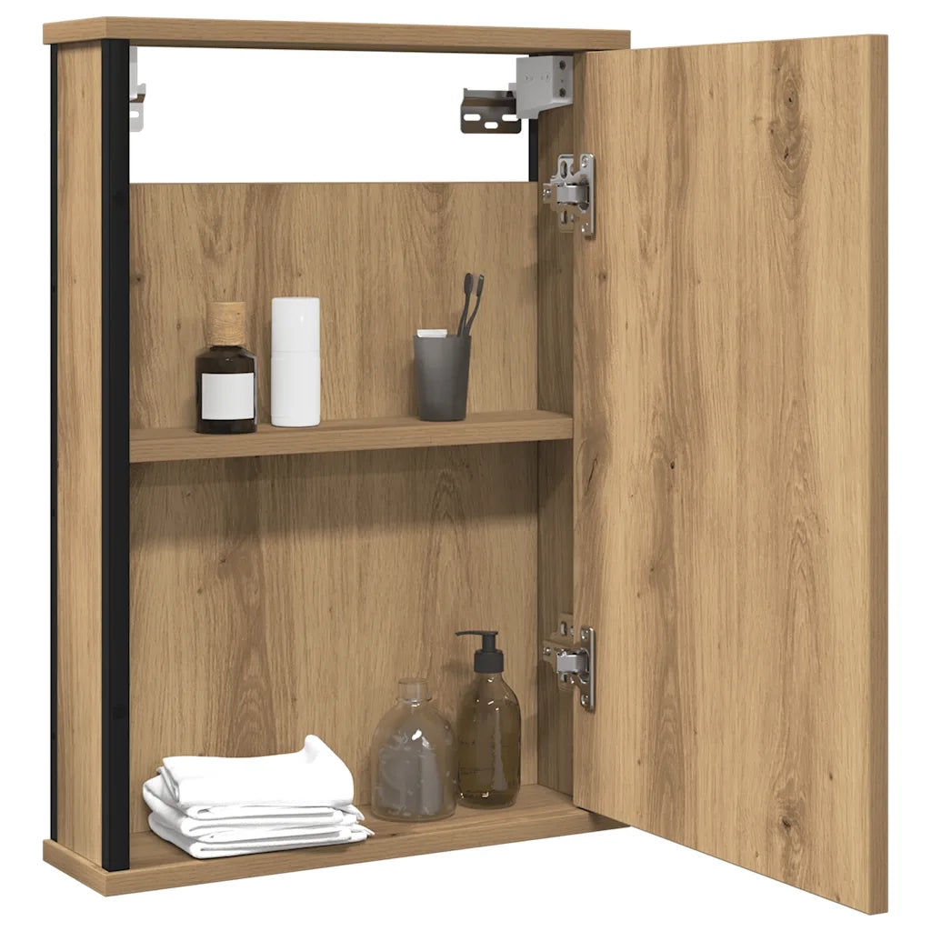Mobile Bagno Specchio-Armadietto a Specchio da Bagno Rovere Artigianale 42x12x60 cm Truciolato