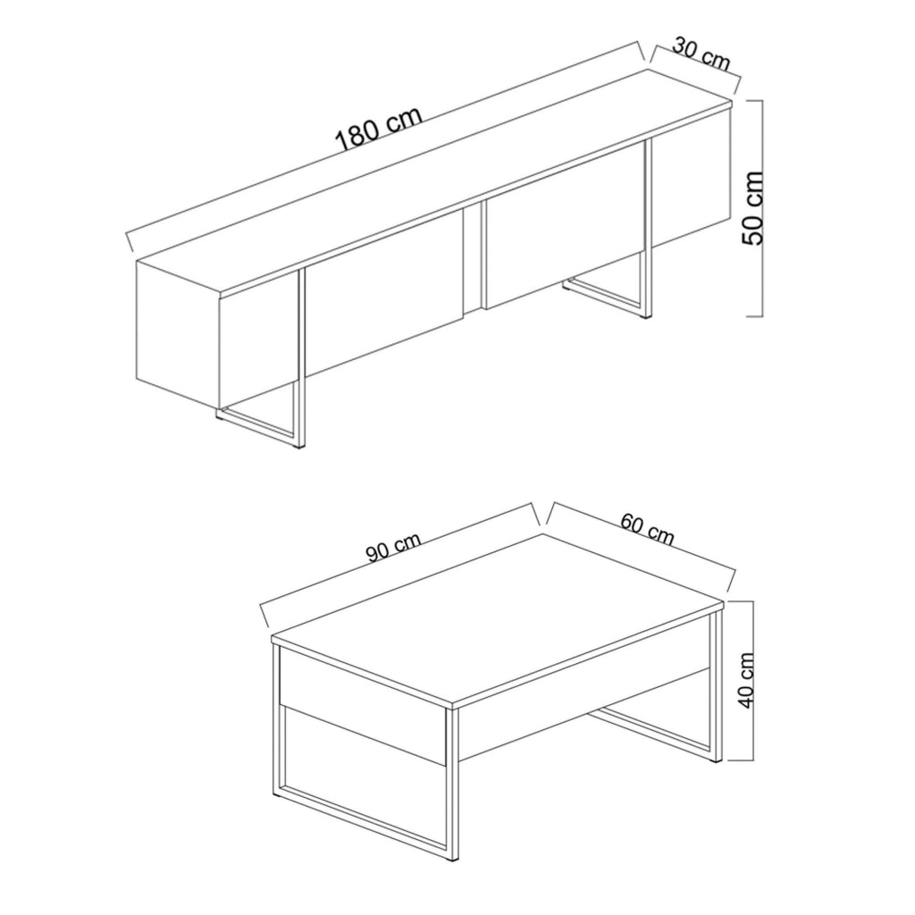 Mornasco, set Mobili da Soggiorno Modulabile, Marrone Noce