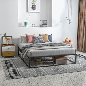 Struttura Letto Matrimoniale 190x160x35 cm con Doghe in Compensato e Contenitore Inferiore Nero