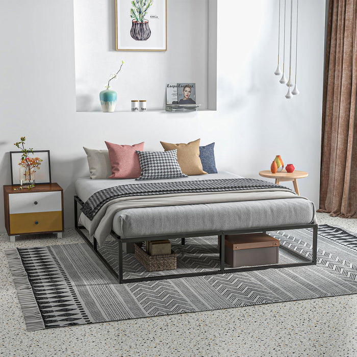 Struttura Letto Matrimoniale 190x160x35 cm con Doghe in Compensato e Contenitore Inferiore Nero