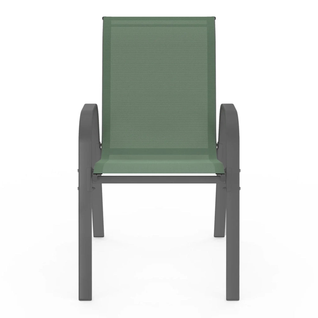 IDMarket - Set di 6 sedie da giardino impilabili LYMA in metallo e textilene, verde oliva