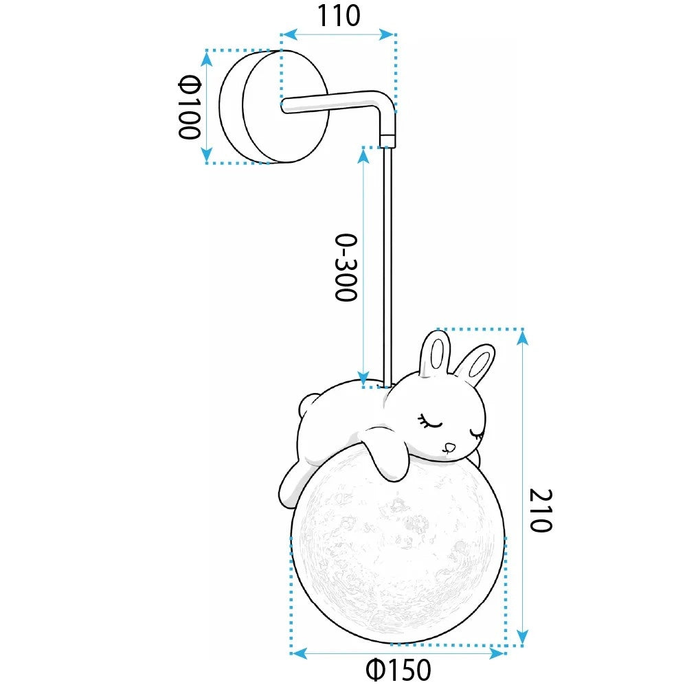 Lampada Da Parete Applique Con Coniglietto Addormentato G165-1w