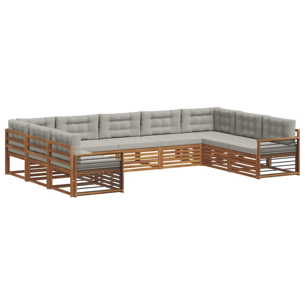 Set di divani da esterno 9 pcs Grigio Naturale e Chiaro
