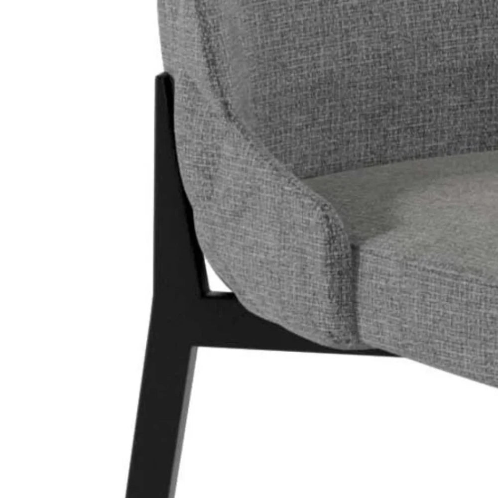 Set di 4 sedie da pranzo imbottite in tessuto grigio scuro Charm con struttura in metallo facili da pulire | Duzzle