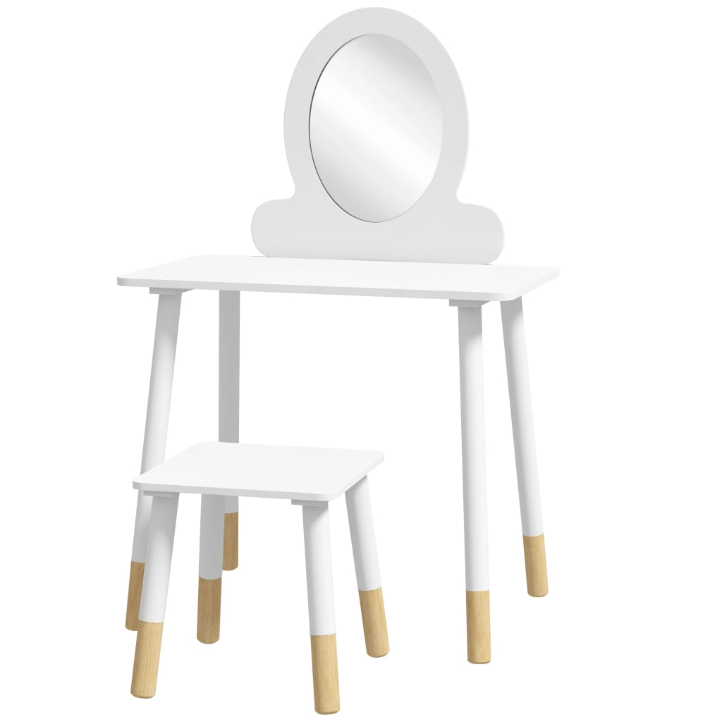 Tocador per bambini con specchio e sgabello ¨C zephmum ¨C Bianco