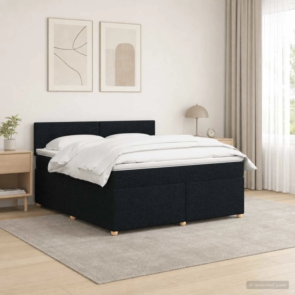 Letto box spring con materasso Nero 180 x 200 cm Tessuto 3452480