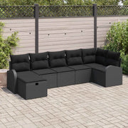Set di divani con cuscino 7 pcs Nero polyrattan 3359102
