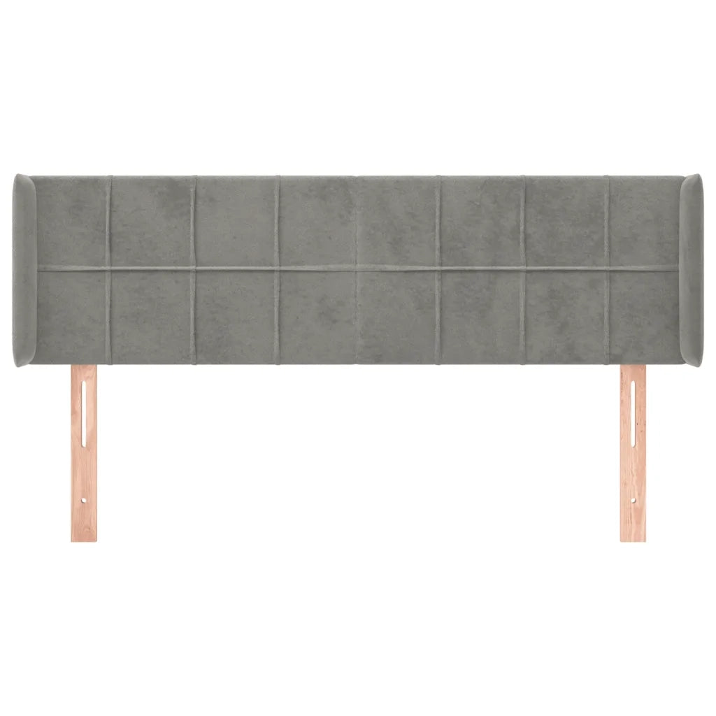 Testiera ad Orecchio-Testata con Orecchie Grigio Chiaro 147x16x78/88 cm in Velluto 487882
