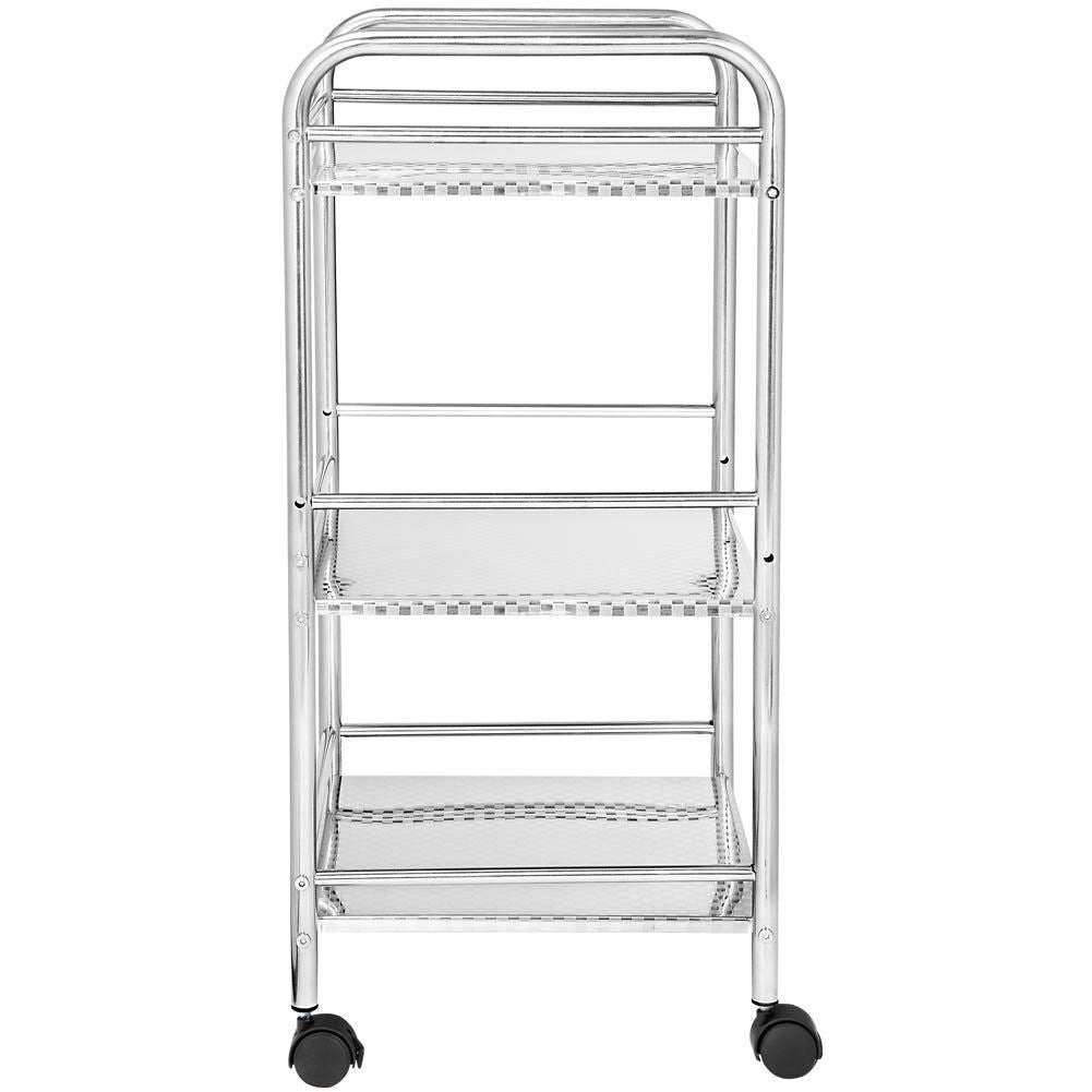 Carrello Estetista 3 Ripiani Acciaio Cromato 4 Ruote Arredo Bagno Salvaspazio