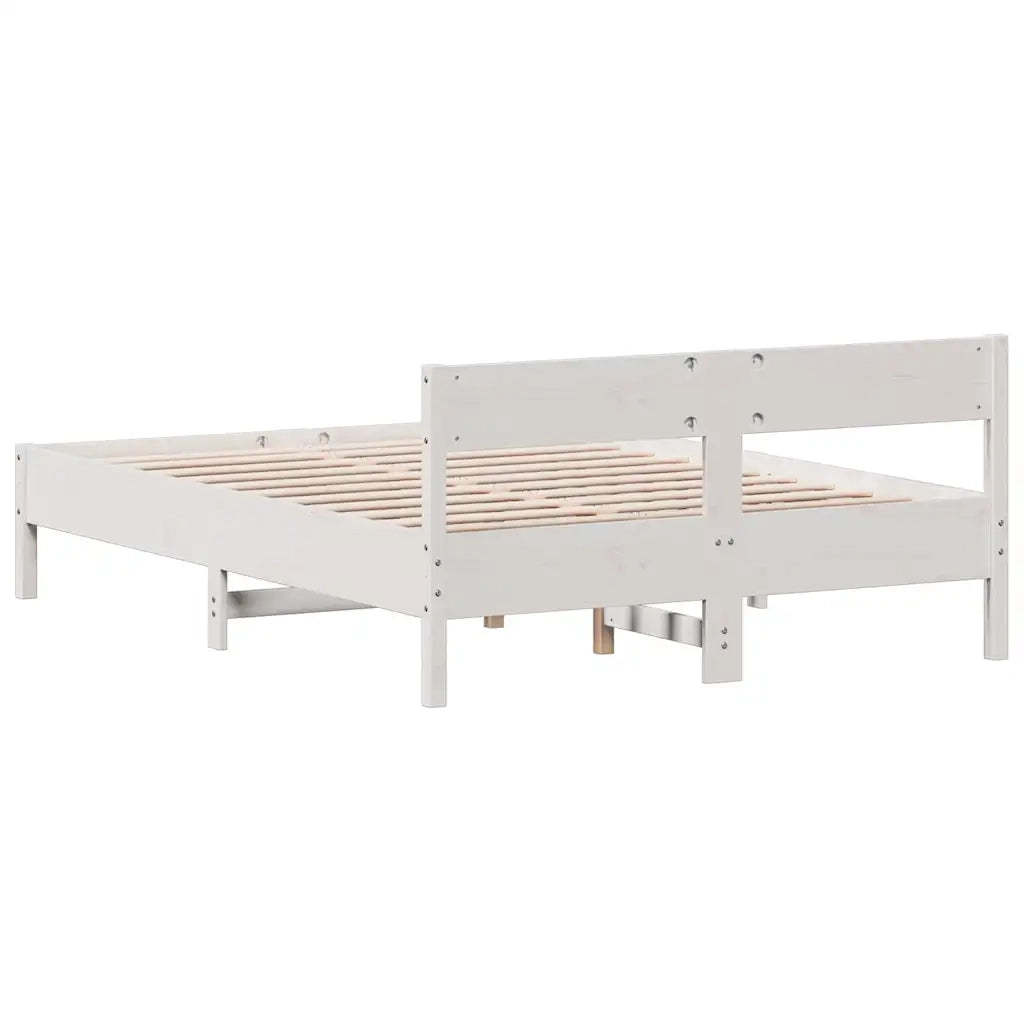 Letto senza Materasso Bianco 150x200 cm Legno Massello di Pino 842747