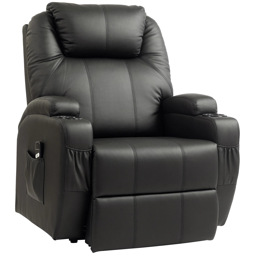 Poltrona Relax Elettrica con Alzapersona e Poggiapiedi ¨C Zephmum ¨C Similpelle Nero