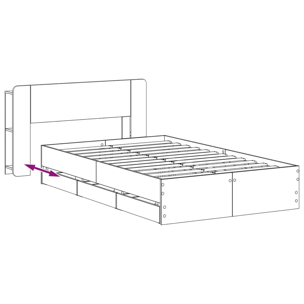 Telaio del letto con storage Rovere Fumo 120 x 190 cm