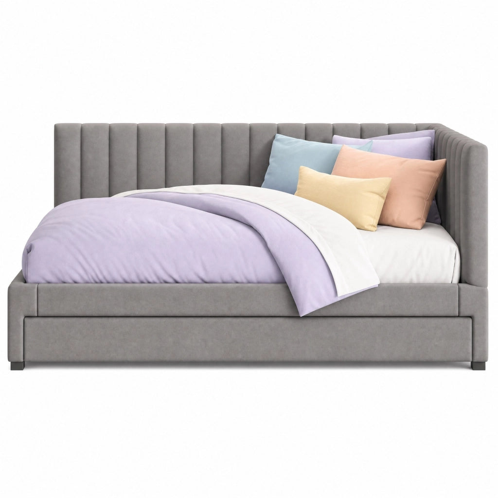 LETTO Divano letto estraibile 140x200 cm in velluto grigio