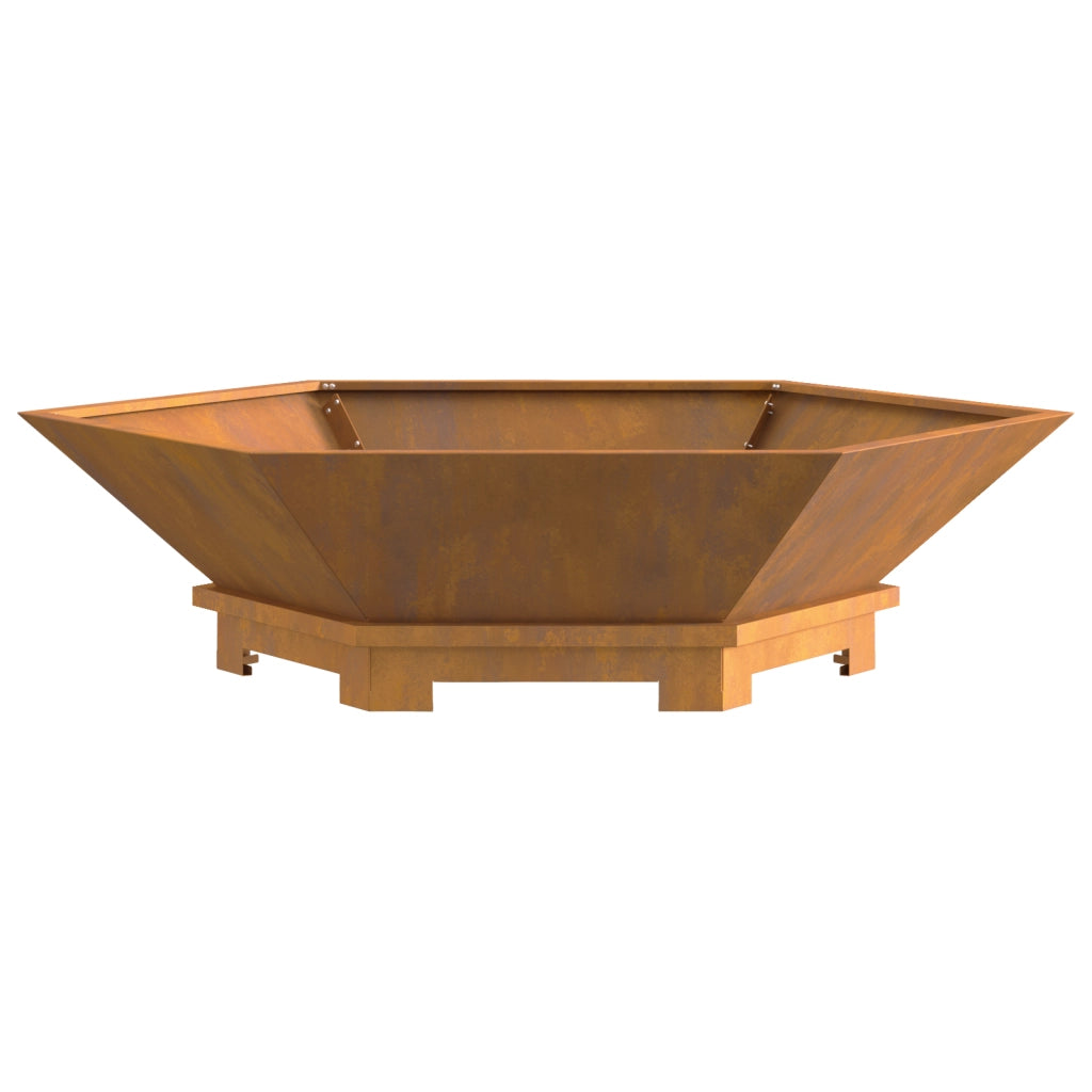 Focolare Esagonale 100x100x28 cm in Acciaio Invecchiato