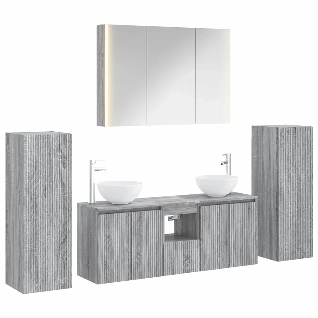 Set di mobili per il bagno 6 pcs Sonoma grigio 3407156