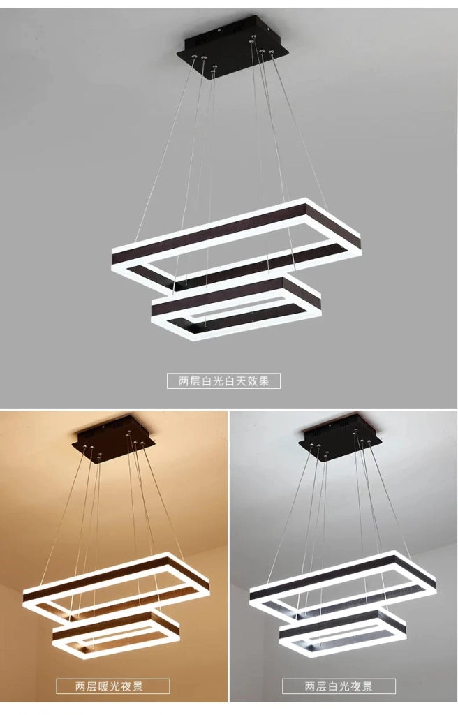 Lampadario plafoniera a sospensione led illuminazione interni cambia 3 luci 64w con telecomando dimmerabile