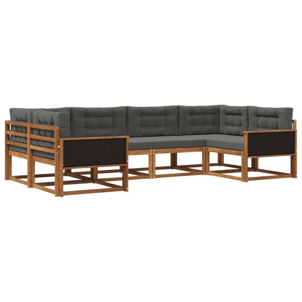 Set di divani da esterno con cuscino 6 pcs Naturale e Antracite