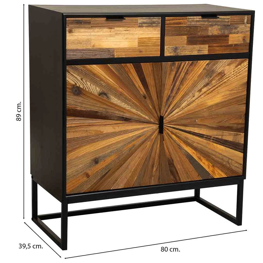 Credenza in legno di recupero marrone 80x39,5x89h cm