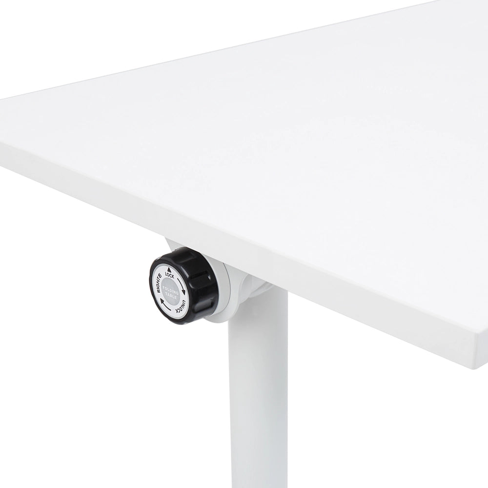 Scrivania rettangolare pieghevole con rotelle portatile con struttura in metallo bianco 180 x 60 stile moderno