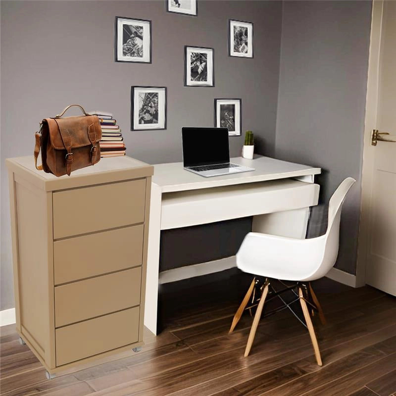 CASSETTIERA PRESTIGE TORTORA IN FAGGIO MASSELLO 4 CASSETTI CON GUIDE METALLICHE TOP IN CERAMICA RUOTE IN PLASTICA GOMMATA PIROETTANTI