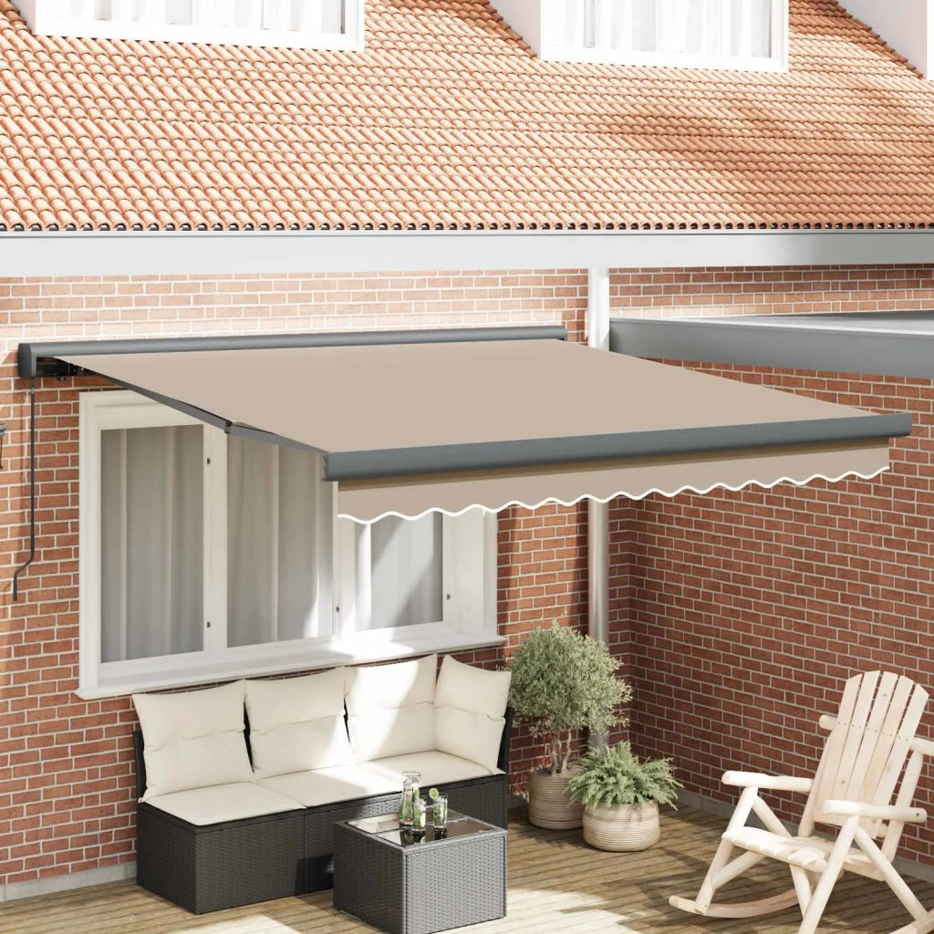 Tenda Retrattile Beige 350 x 250 cm Tessuto e Metallo 3330353