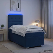 Letto Box Spring LED con Materasso Blu 90 x 200 cm Tessuto 3455520