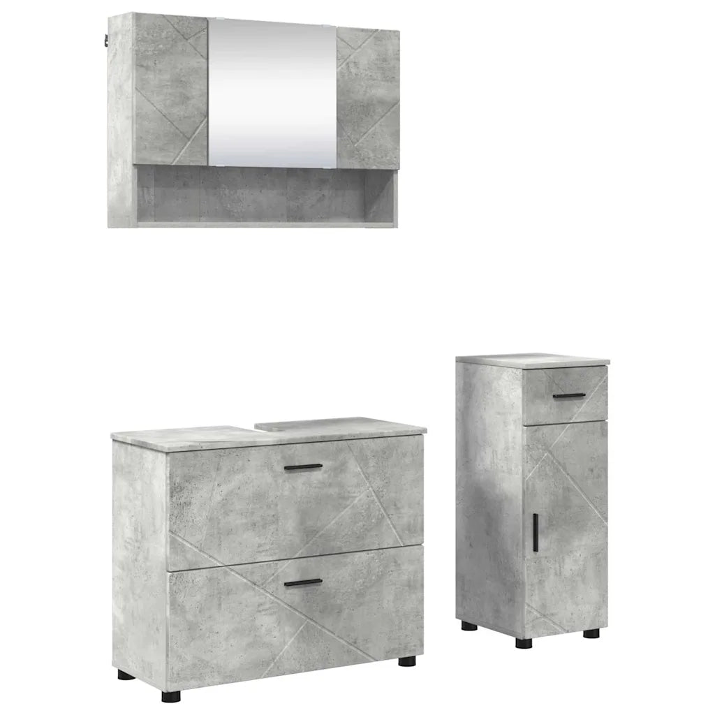 Set di mobili per il bagno con cassetto 3 pcs Grigio cemento 3393036
