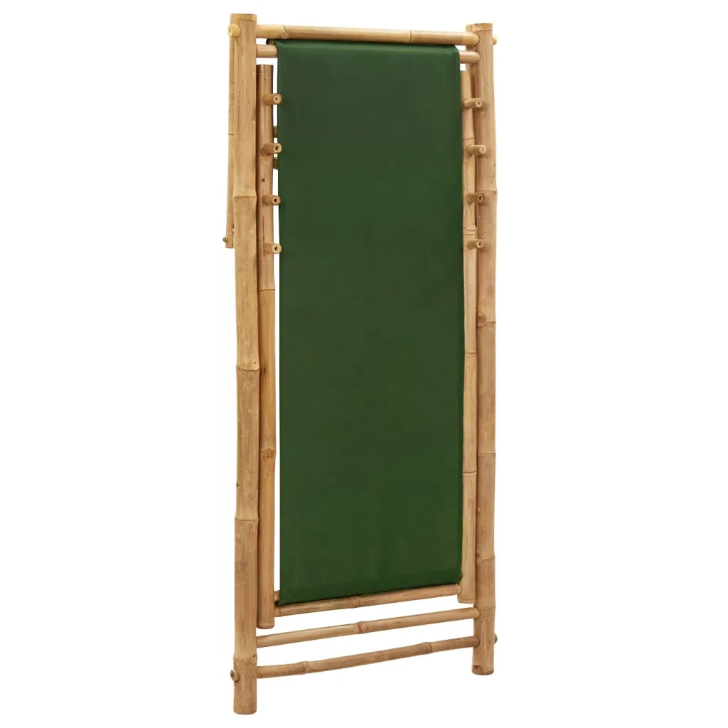 Sedia a Sdraio in Bambù e Tela Verde 313021