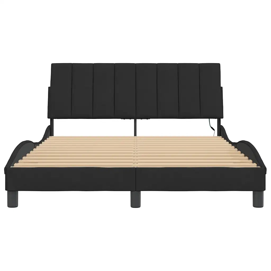 Giroletto con LED senza Materasso Hanko Nero 140x190 cm in Velluto