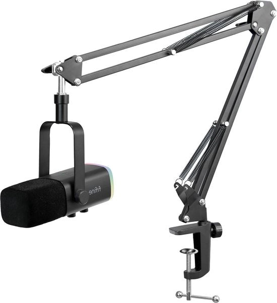 Microfono dinamico XLR con braccio per streaming - Microfono USB per PC gaming - PS4/5 Mac scheda audio mixer - con pulsante di silenzio
