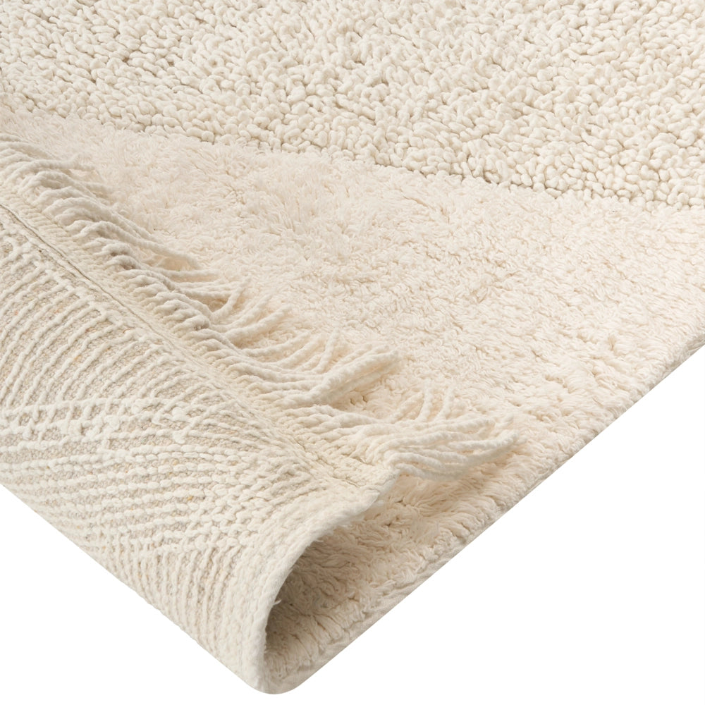 Tappeto Beige Cotone 140 x 200 cm Motivo decorativo geomentrico Stile Boho Soggiorno Bambini Stanza dei bambini