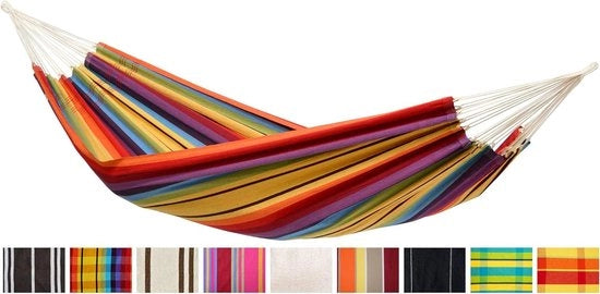 Hangmat XL con Strisce Colorate - 200 kg di Capacità di Sostegno - 230 x 150 cm - 1-2 persone