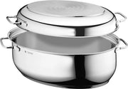 Padella con coperchio, resistente al forno, 8,5 l, inductivo, acciaio inox Cromargan, coperchio inductivo, 41 x 28,5 x 18 cm