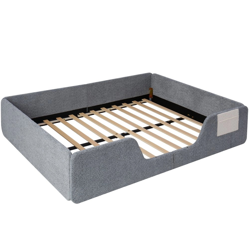 Letto Imbottito 140x190 ¨C Xylo ¨C Velluto Grigio, Senza Materasso