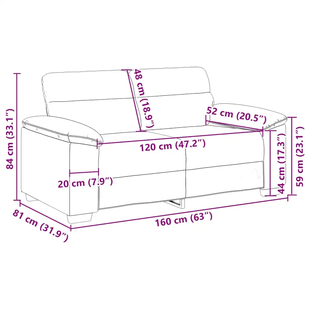 Divano a 2 Posti Grigio Scuro 160x81x84 cm in Tessuto 4105298