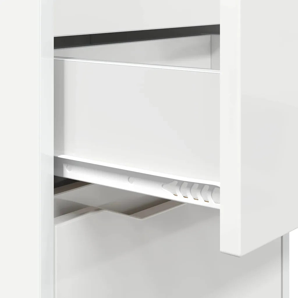 Comodino | Armadio da Notte | Mobiletto da notte Bianco Lucido 40 x 30 x 467 cm Legno multistrato