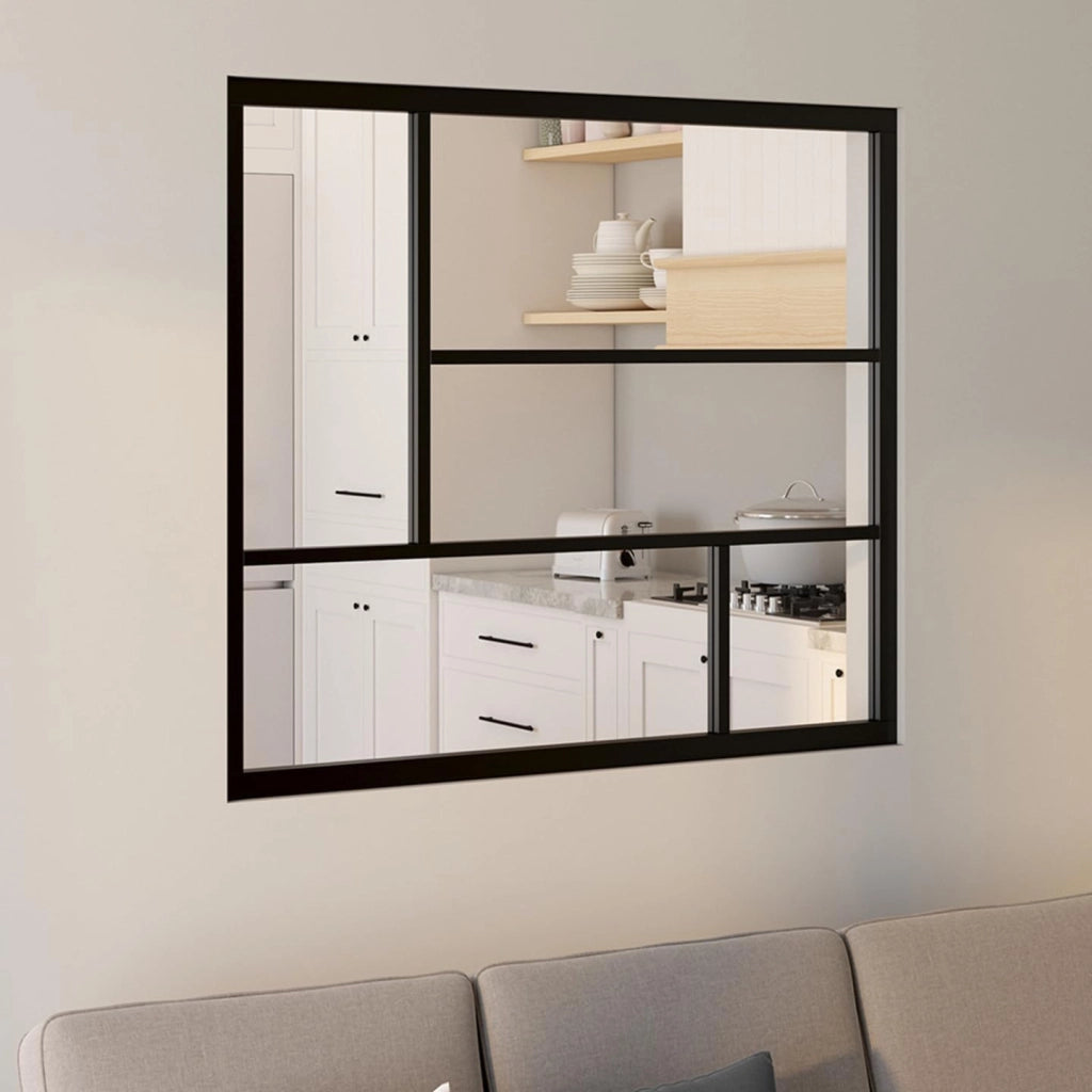 IDMarket - Tetto Geometrico in Vetro da Studio L. 93 x H. 108 cm in Metallo Nero e Vetro temperato