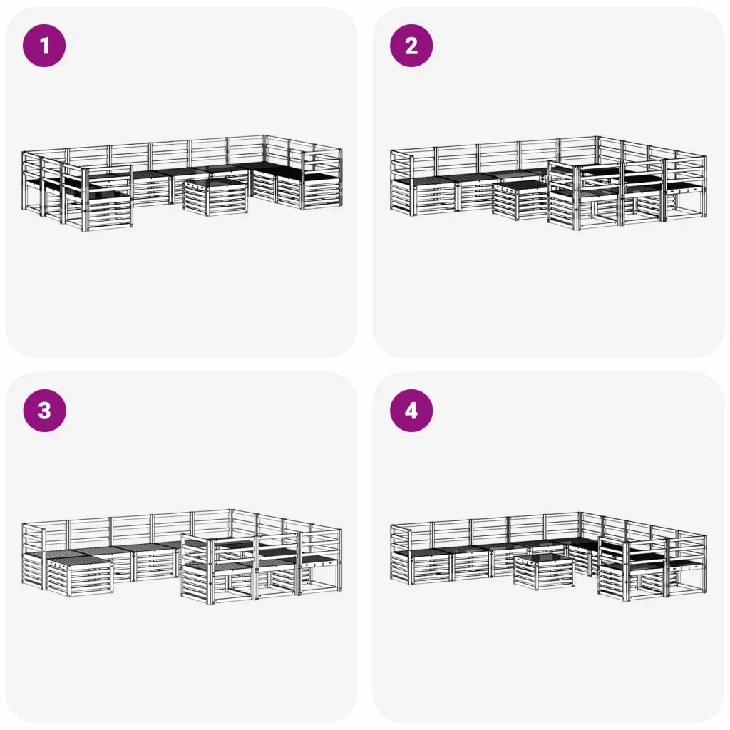 Set di divani da esterno 11 pcs Bianco 59 x 59 x 37 cm 3392604