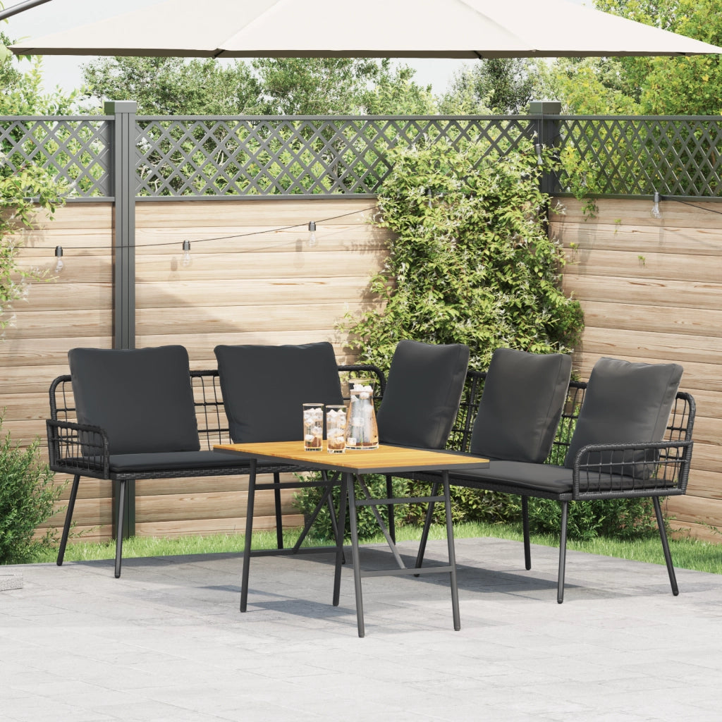 Set Divano da Giardino 2 Pezzi con Cuscini Nero Polyrattan