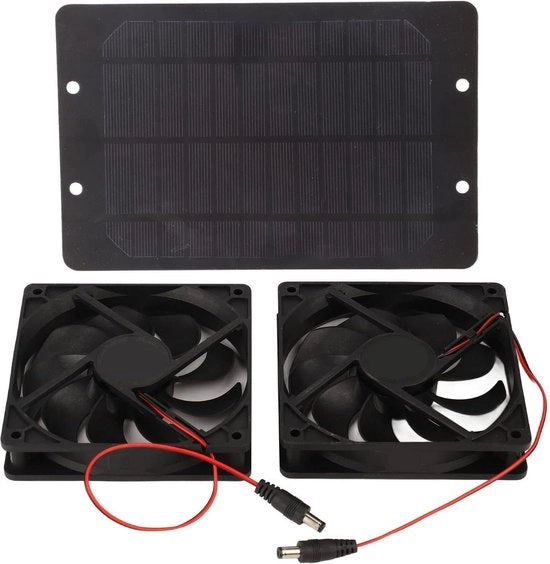 Ventilatore Solare a Doppio Estrattore - 10W 12V 2A Ventilatore Portatile - A Pannelli Solari Aziende - Ventilatore di Raffreddamento per Piccoli Pollai e Scuderie