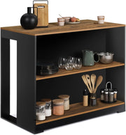Mesa de bar de isla JUNO en madera negra con tablero oscuro HAWKINS