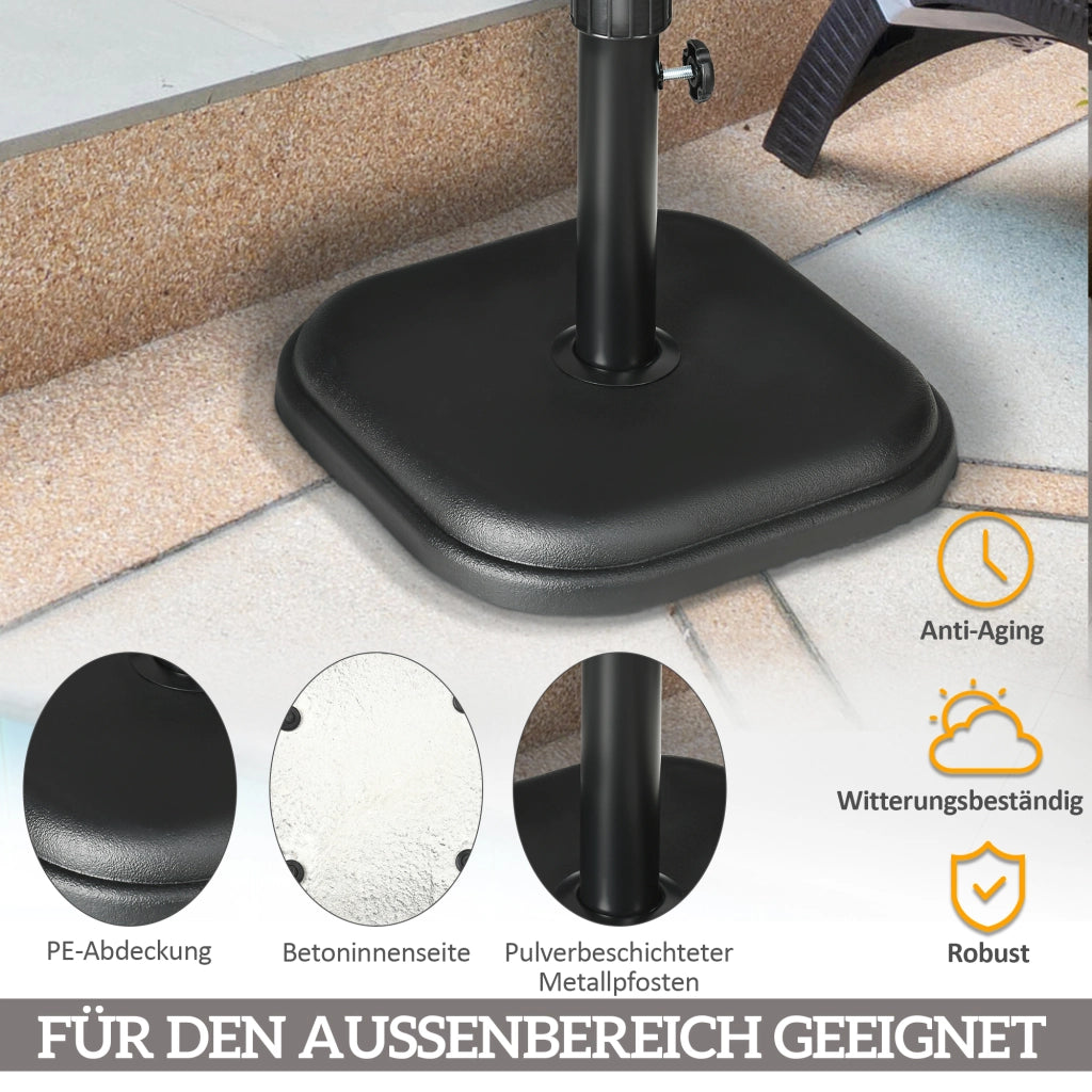 Base per Ombrellone in Cemento Quadrata 11kg ¨C Zephmum ¨C Nero 32-38mm