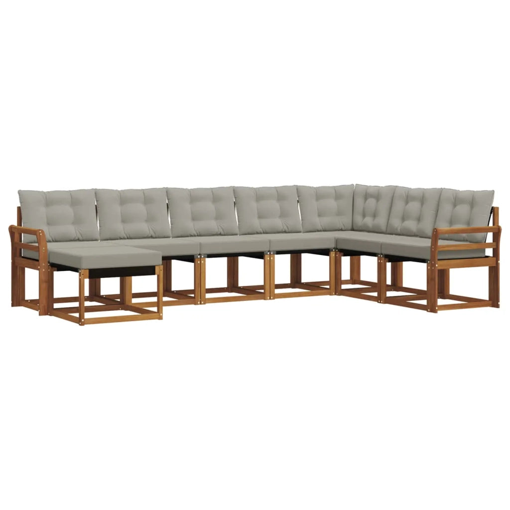 Set di divani da esterno 8 pcs Grigio Naturale e Chiaro