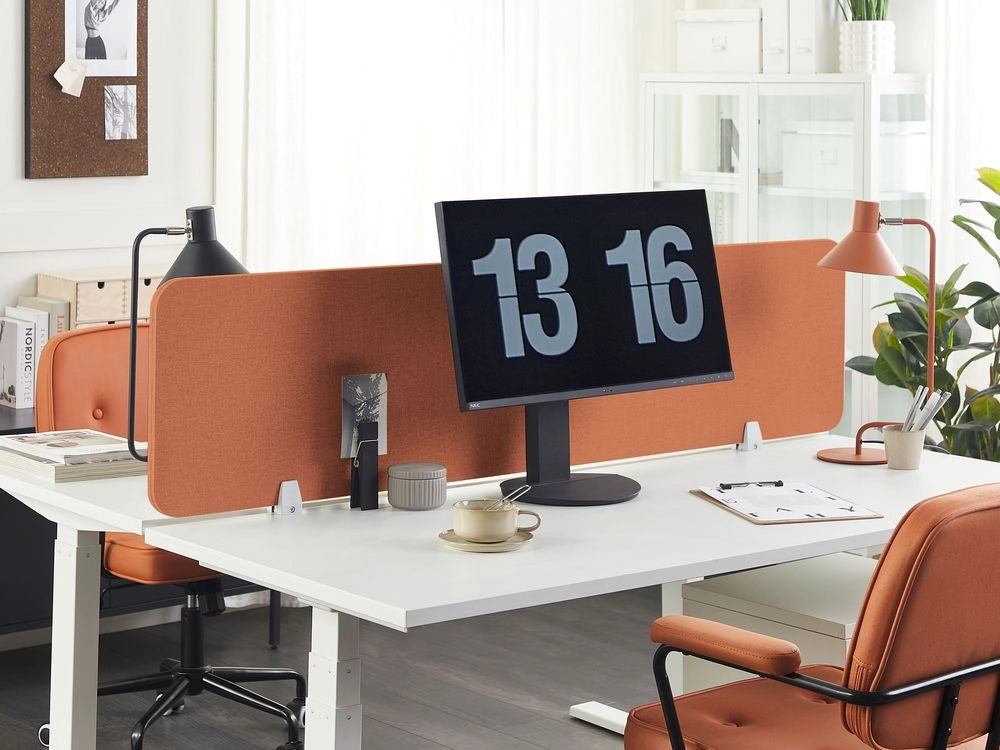 Pannello Divisorio Fonoassorbente per scrivania in PET rosso chiaro 130 x 40 cm tavolo ufficio
