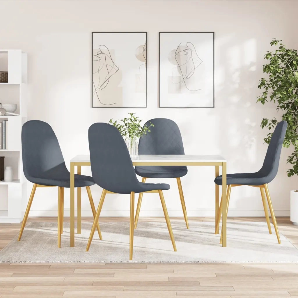 Sedie da Pranzo 4 pz Grigio Scuro in Velluto 325680