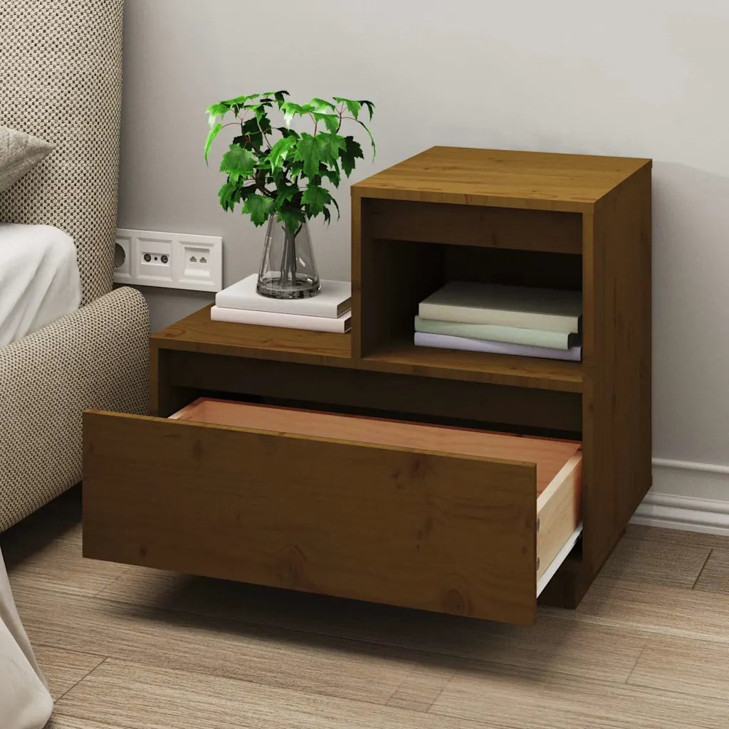 Comodini 2 pz Marrone Ambrato 60x34x51 cm in Legno di Pino 814381