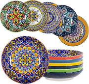 Set di piatti di porcellana per zuppe 700 ml - Set da 6 - Stile bohemien - Piatti per pasta zuppe insalate frutta
